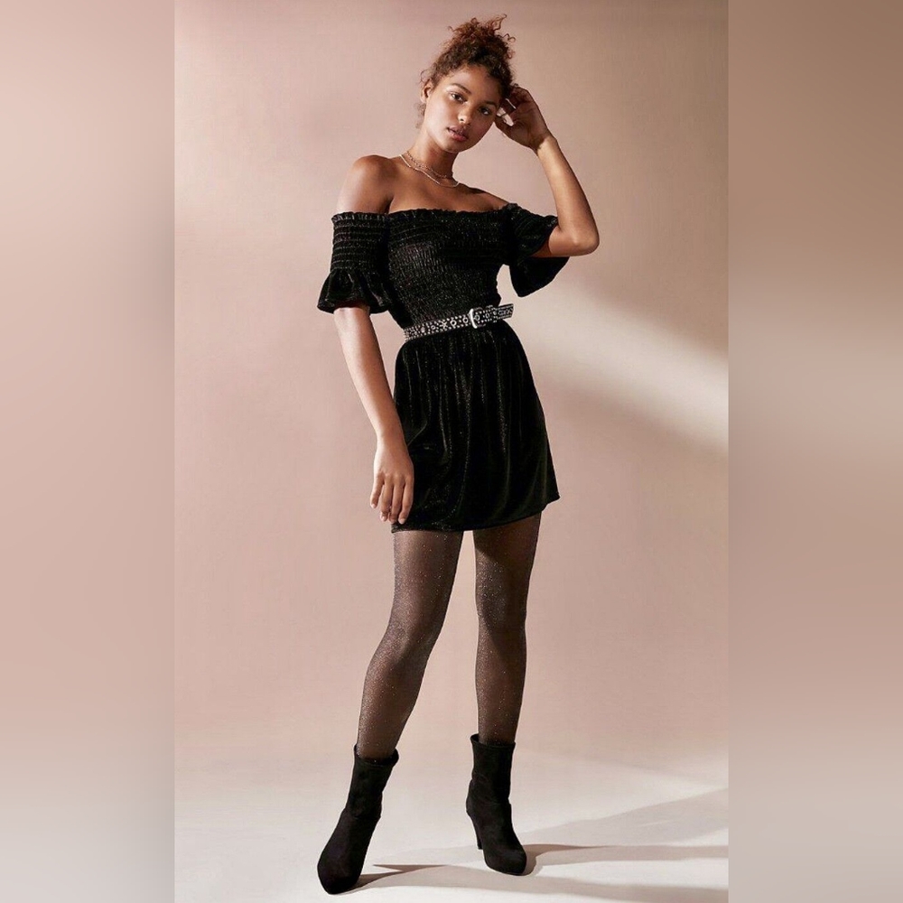 Urban Outfitters Velvet Smocked Off the Shoulder Dress